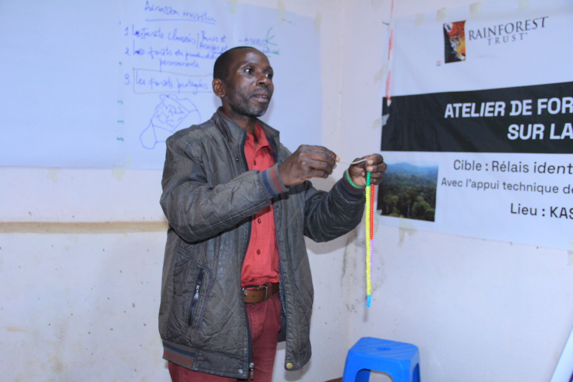 A Masombea community member explains the Community Forestry process.