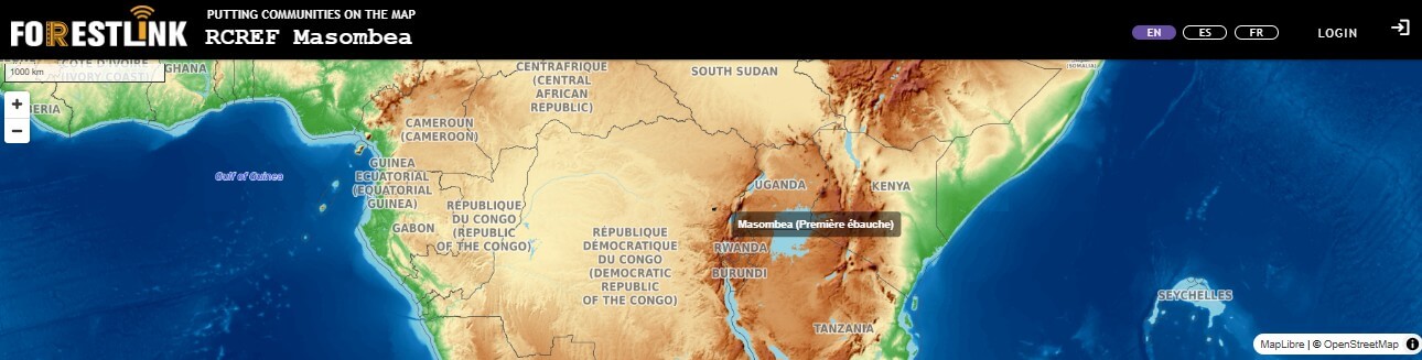 The ForestLink platform showing the location of the Masombea community.
