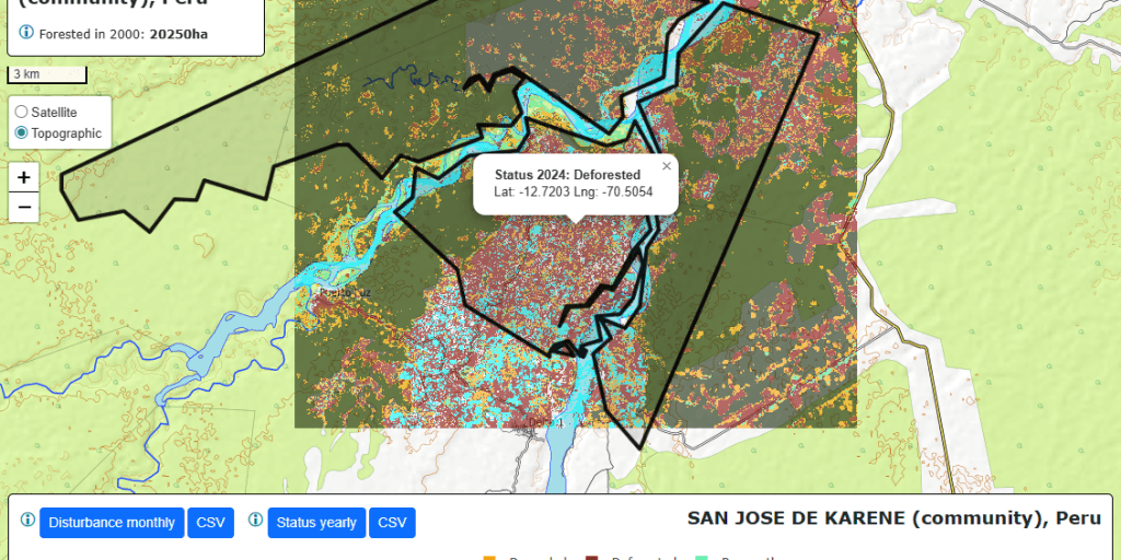 ForestEye muestra una intensa deforestación y perturbación en San José de Karene